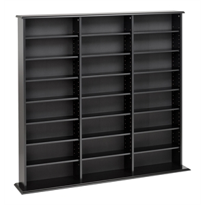Prepac 56&quot Triple CD DVD Engineered Wood Wall Media Storage Rack in Black