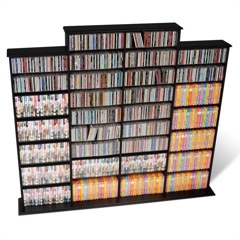 Prepac Quad Width CD DVD Media Storage Wall Unit in Black Finish