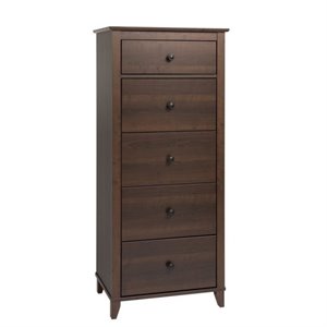 prepac yaletown 5-drawer tall chest