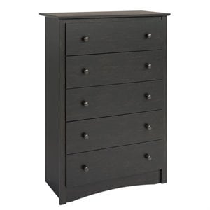 prepac sonoma 5 drawer chest in washed black