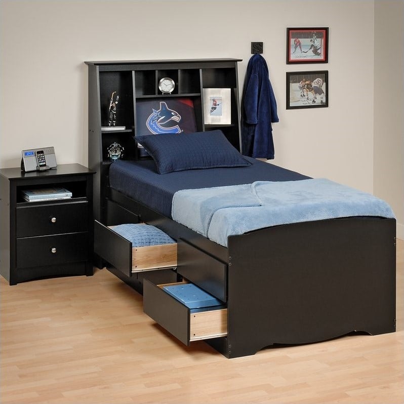 Prepac Sonoma Black Tall Twin Platform, Black Twin Xl Storage Bed