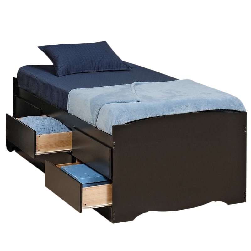 Prepac Sonoma Black Tall Twin Platform, Black Twin Platform Bed With Storage