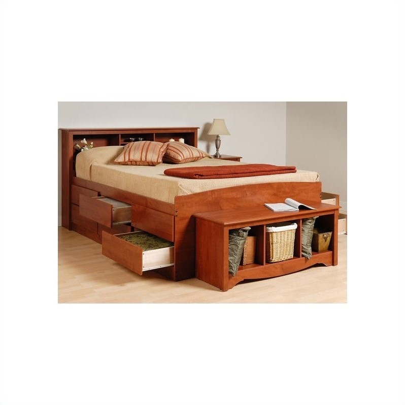 Cherry Tall Twin Platform Storage Bed Cbt 4106 K