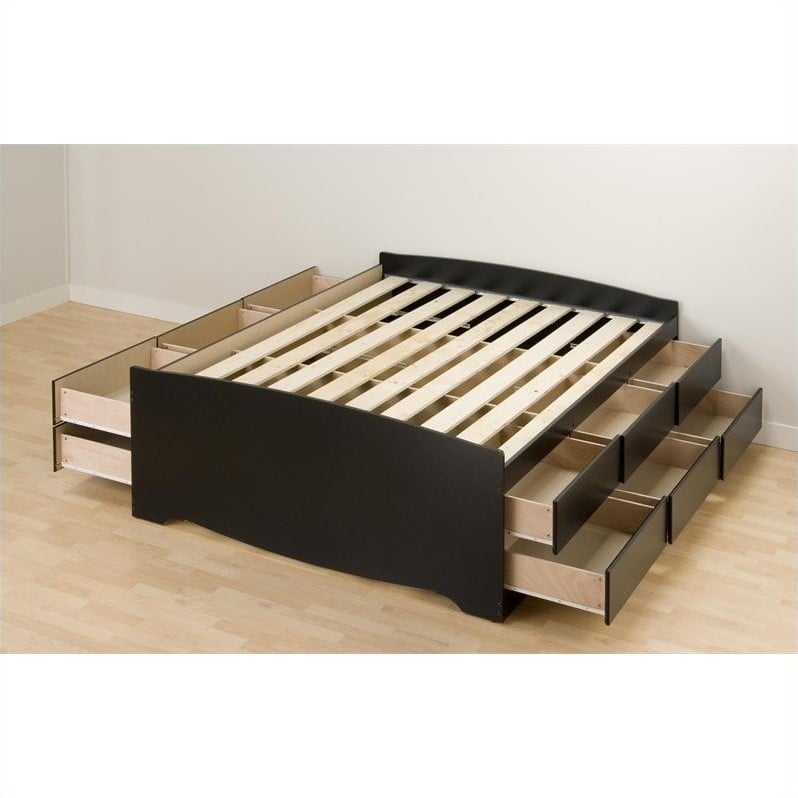 Prepac Sonoma Black Tall Queen Platform, Prepac Sonoma Wooden Full Bookcase Platform Storage Bed In Black