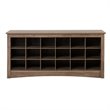 Prepac 18 Cubby Shoe Storage Bench in Drifted Gray