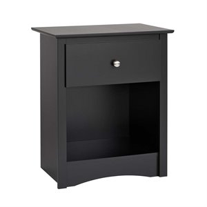 prepac sonoma 1-drawer tall nightstand in black