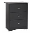 Prepac Sonoma 23 in. 3-Drawer Engineered Wood Nightstand in Black