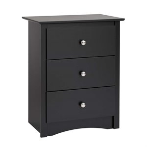 prepac sonoma 3 drawer tall nightstand in black