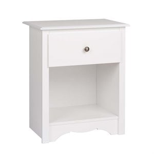 prepac monterey 1 drawer tall nightstand in white