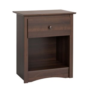 prepac fremont 1-drawer tall nightstand in espresso