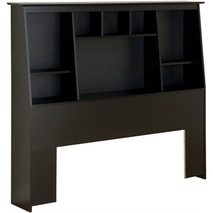 prepac slant-back tall bookcase headboard in black