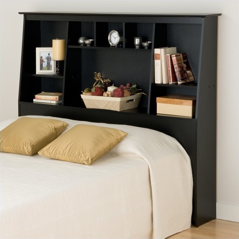 Prepac Slant Back Tall Full Queen Bookcase Headboard In Black