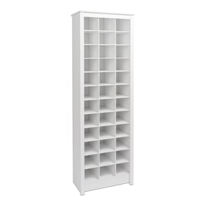 Prepac Space Saving 36 Cubby Engineered Wood Shoe Storage Cabinet in White