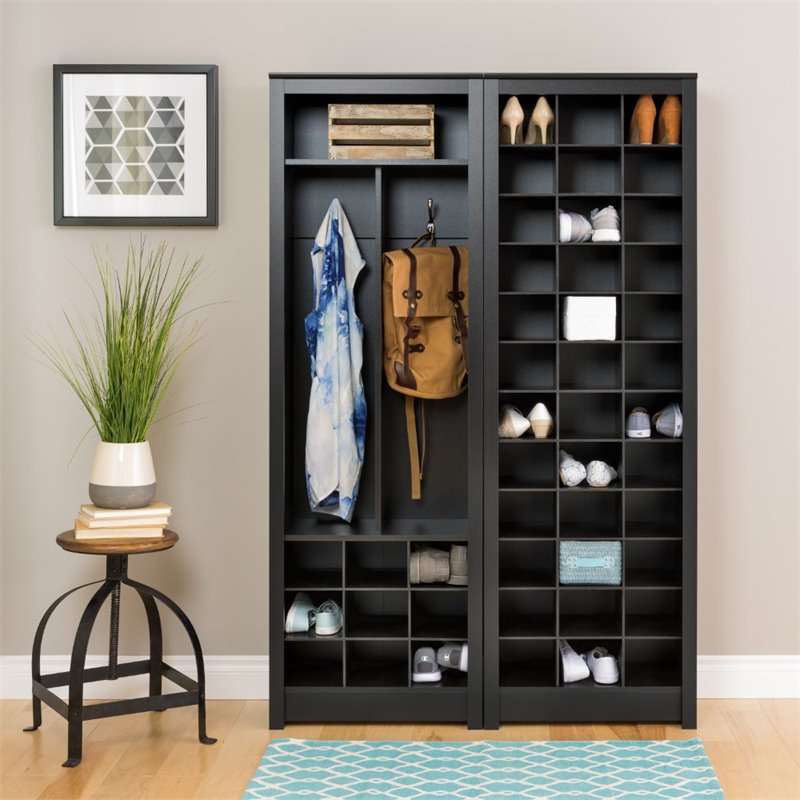 Prepac SpaceSaving Shoe Rack Entryway Organizer in Black BSOH00101