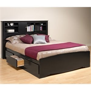 prepac sonoma queen platform storage bed in black