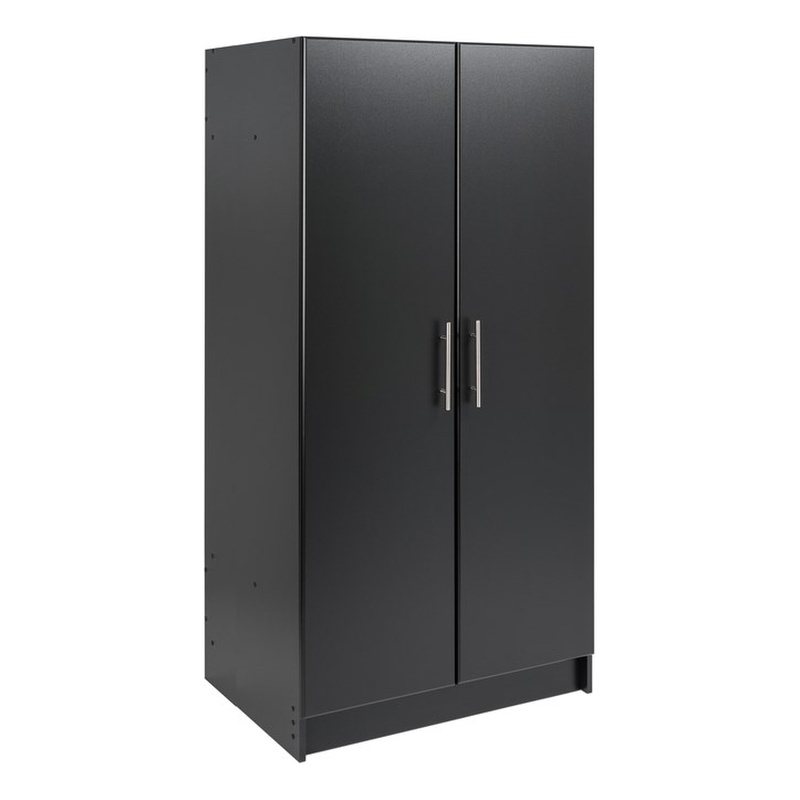 Prepac Elite 32 in. 2-Shelf Engineered Wood Wardrobe Armoire in Black