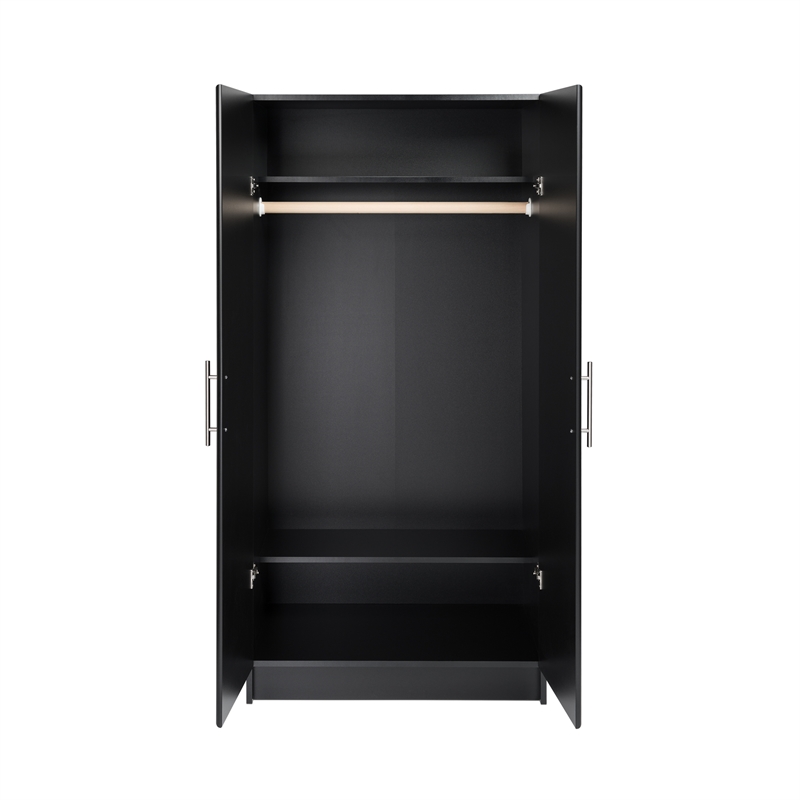 Prepac Elite 32 in. 2-Shelf Engineered Wood Wardrobe Armoire in Black