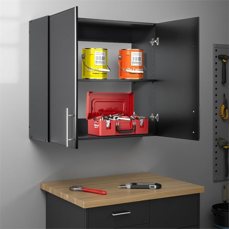 Prepac Elite 32 in. 1-Shelf Engineered Wood Wall Cabinet in Black