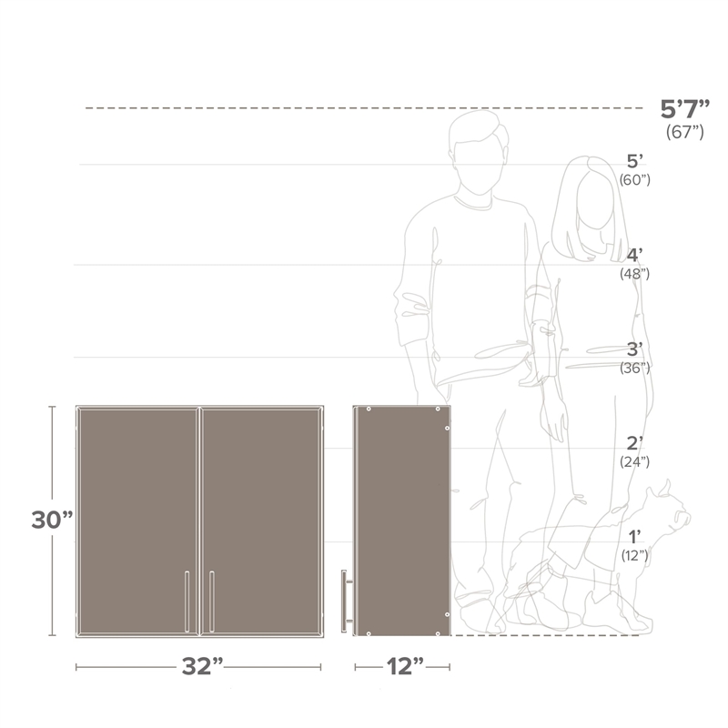 Prepac Elite 32 in. 1-Shelf Engineered Wood Wall Cabinet in Black