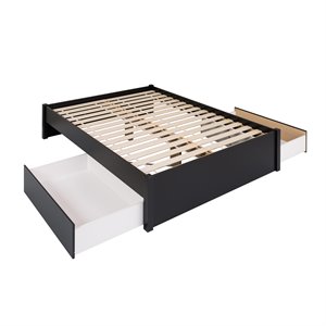 Prepac Select Queen 4-Post Platform Bed with 2 Drawers in Black