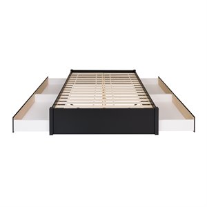 Prepac Select Queen 4-Post Platform Bed with 4 Drawers in Black