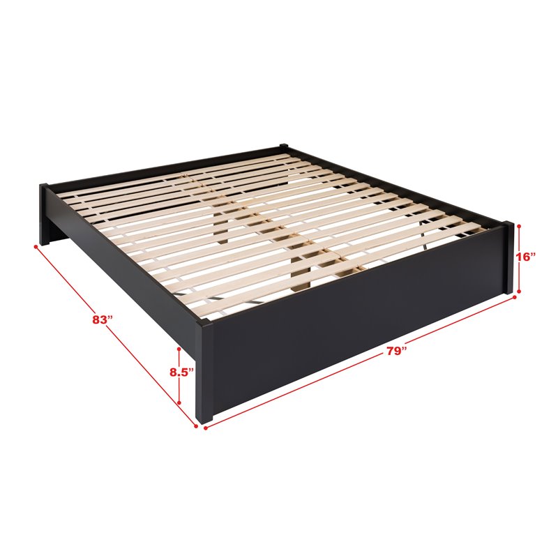 Prepac Select 4 Post King Platform Bed in Deep Black