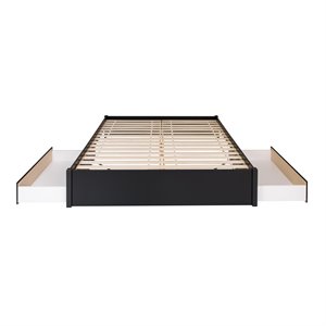 Prepac Select King 4-Post Platform Bed with 2 Drawers in Black