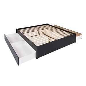 Prepac Select King 4-Post Platform Bed with 4 Drawers in Black