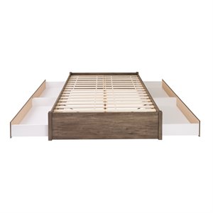 Prepac Select Queen 4-Post Platform Bed with 4 Drawers in Drifted Gray