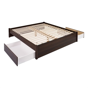 Prepac Select King 4-Post Platform Bed with 2 Drawers in Espresso