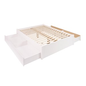 Prepac Select Queen 4-Post Platform Bed with 4 Drawers in White