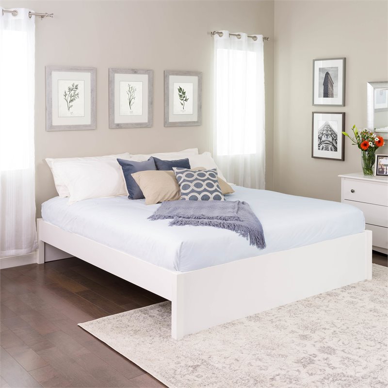 Prepac Select 4 Post King Platform Bed In Fresh White