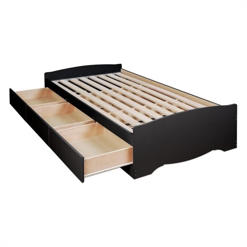 Prepac Sonoma Black Twin Platform, Black Twin Bed With Storage Drawers