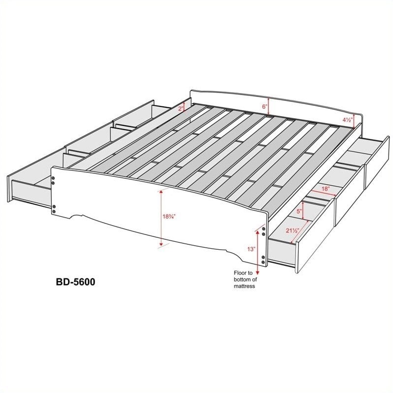 Full Platform Storage Bed, Prepac Black Sonoma King Bookcase Platform Storage Bed