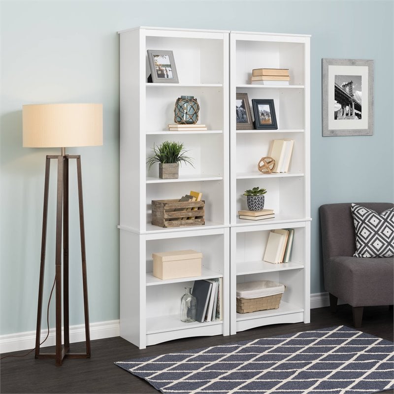 Prepac Tall 6 Shelf Bookcase in White | Cymax Business