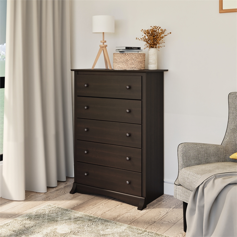 Prepac Fremont 5 Drawer Chest in Espresso Finish