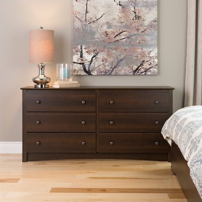 Prepac Fremont Espresso 6 Drawer Dresser