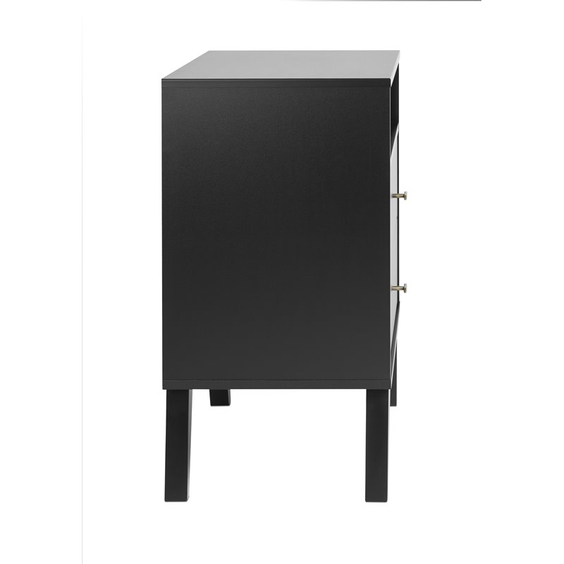 Prepac Milo Mid Century Modern 2 Drawer Tall Nightstand in Black