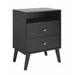 Prepac Milo Mid Century Modern 2 Drawer Tall Nightstand in Black