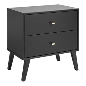 Prepac Milo MCM 24.75 in. Wide 2-Drawer Engineered Wood Nightstand in Black