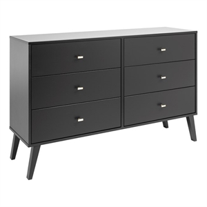 prepac milo mid century modern 6 drawer double dresser