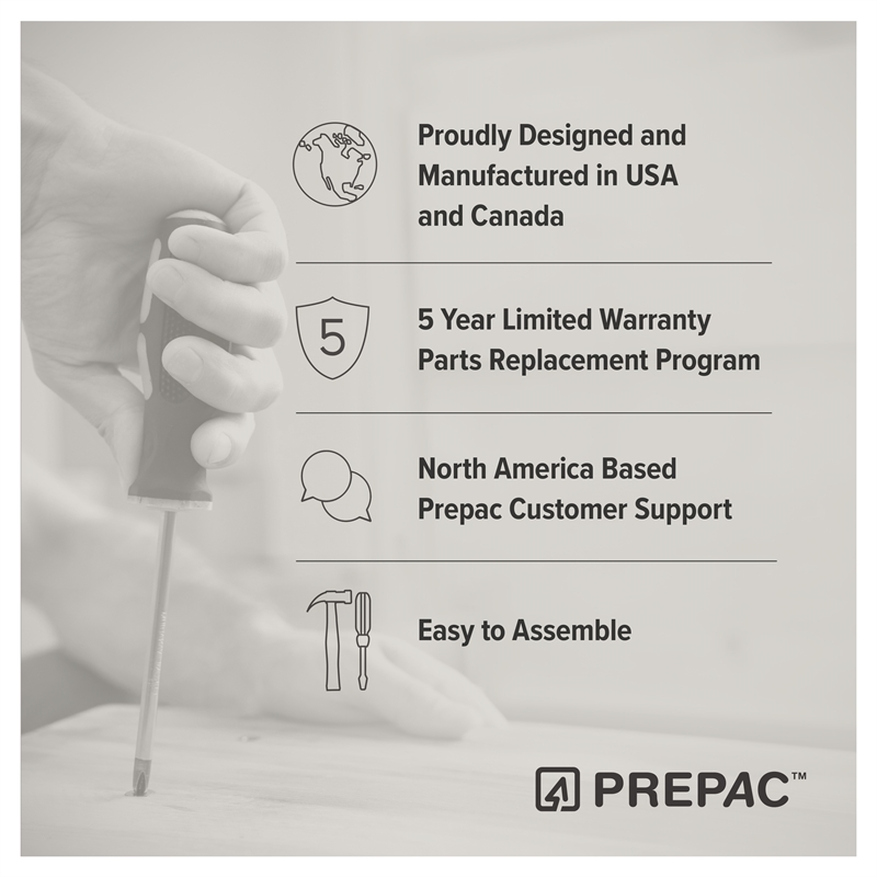 Prepac Elite 65 in. Engineered Wood Storage Cabinet in Light Gray