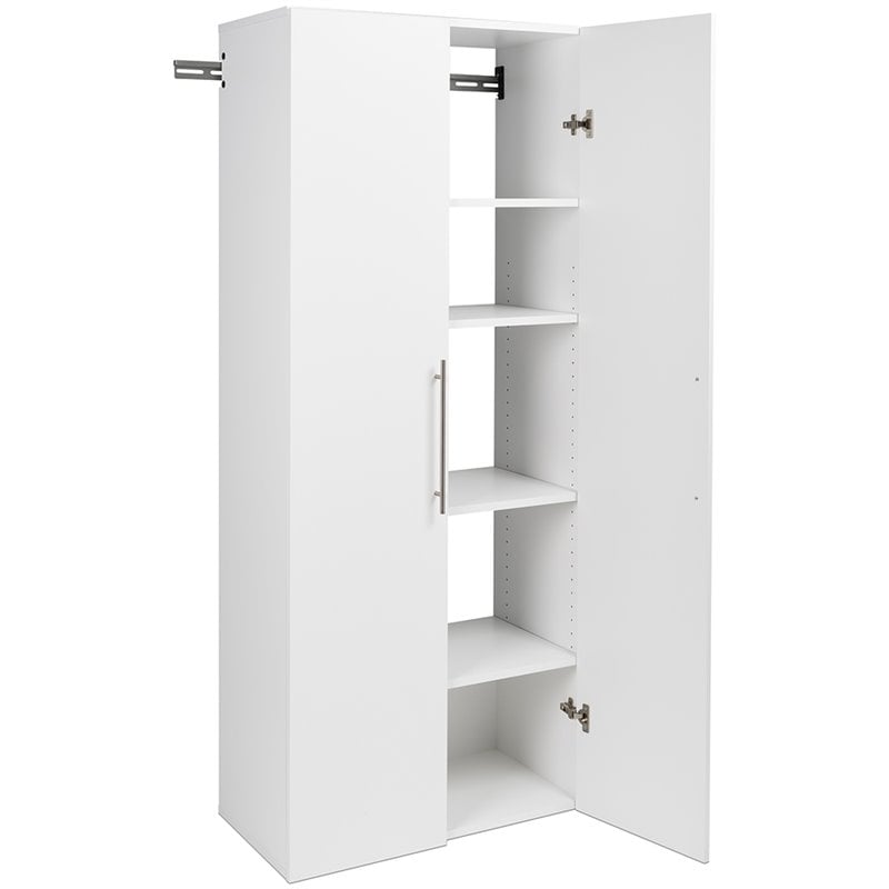 Prepac HangUps 30 Wall Mounted Garage Storage Wood Shoe Cabinet in White