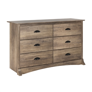 prepac salt spring 6-drawer condo dresser in drifted gray