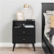 Prepac Milo Mid Century Modern 2 Drawer Nightstand with Cubby in Black