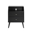 Prepac Milo Mid Century Modern 2 Drawer Nightstand with Cubby in Black