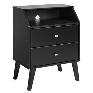 prepac milo mid century modern 2 drawer nightstand with cubby