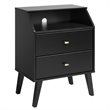 Prepac Milo Mid Century Modern 2 Drawer Nightstand with Cubby in Black