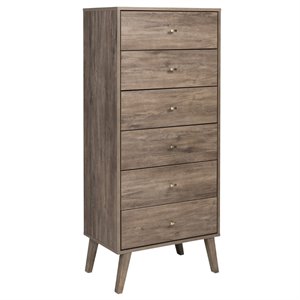 prepac milo mid century modern tall 6 drawer chest