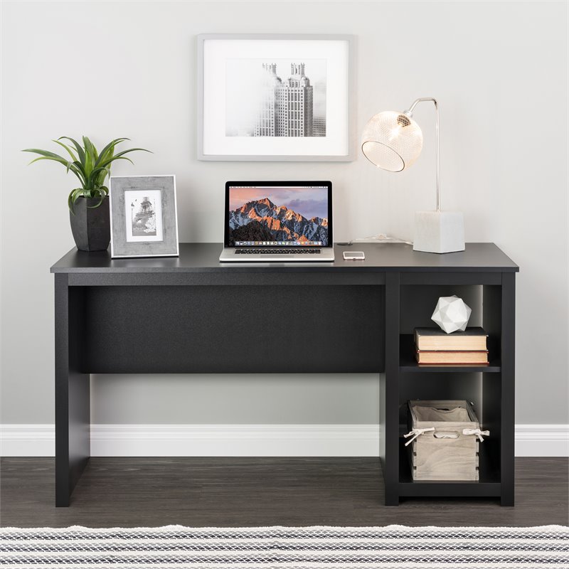 prepac black computer desk